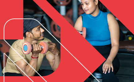 ACE Weight Management Specialist coaching a client performing dumbbell exercises